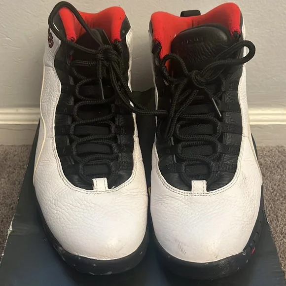 Jordan 10’s Size 10.5 White Black & Red